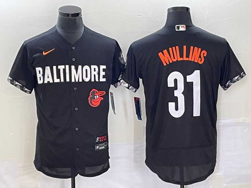 Mens Baltimore Orioles #31 Cedric Mullins Black 2023 City Connect Flex Base Stitched Jersey